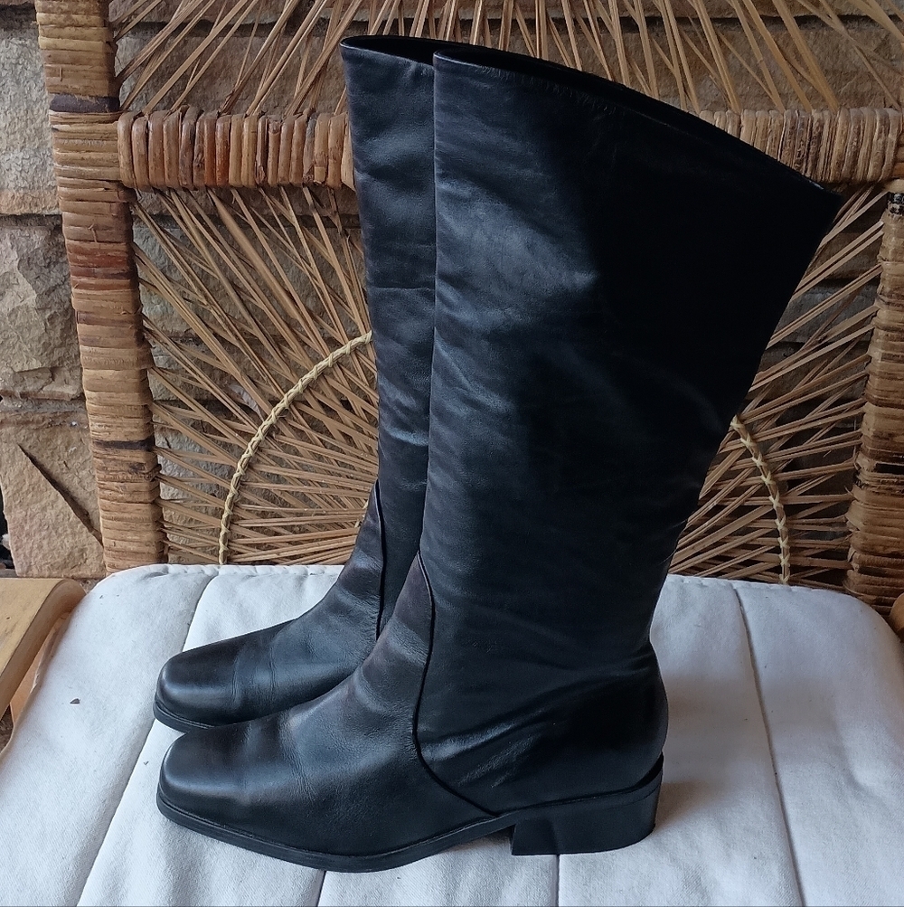 Vintage Markon Suzy Black Leather Knee-High Boots_9